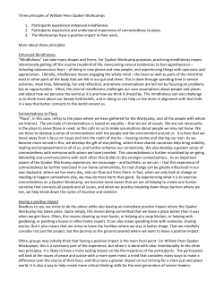 Three principles of William Penn Quaker Workcamps 1. Participants