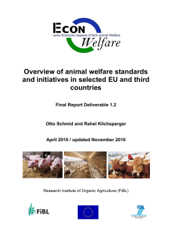 Overview of animal welfare standards and initiatives