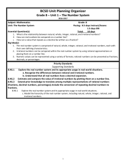 BCSD Unit Planning Organizer Grade 8 – Unit 1 – The Number