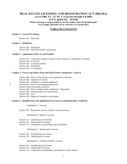 real estate licensing and registration act (relra)