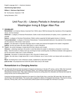 Unit Four (4) &ndash; Literary Periods in America and