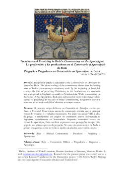 Preachers and Preaching in Bede`s Commentary on the Apocalypse