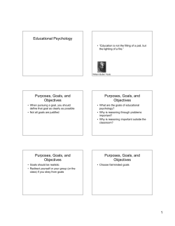 Educational Psychology Purposes, Goals, and