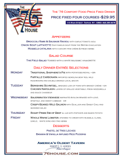 Comfort Food Price Fixed Dinner