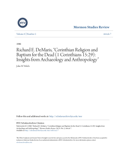 Corinthian Religion and Baptism for the Dead (1 Corinthians 15:29