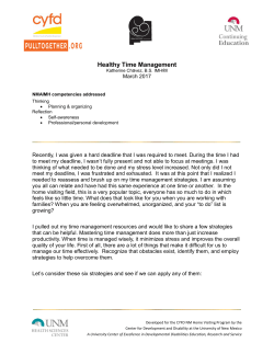 Healthy Time Management - Center for Development and Disability