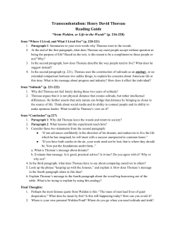 Transcendentalism: Henry David Thoreau Reading Guide