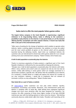 170323_Sazka starts to offer the most popular lottery games online