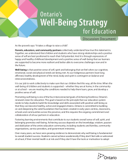 Ontario`s Well-being Strategy for Education: Discussion Document