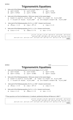 MCR3UI 1. Solve each of the following equations to the nearest