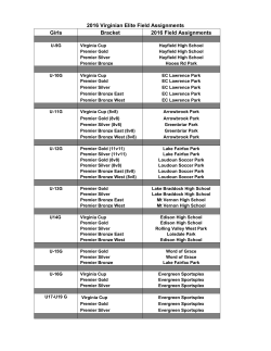 2016 Virginian Elite Field Assignments Girls Bracket 2016 Field