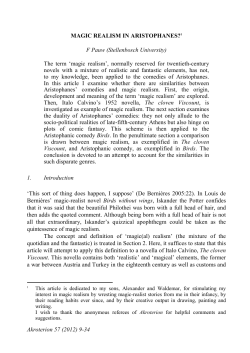 Akroterion 57 (2012) 9-34 MAGIC REALISM IN ARISTOPHANES?1