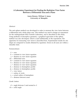 A Laboratory Experiment For Finding The Radiation View Factor