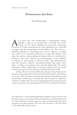 Hermeneutics after Kant - Aporia