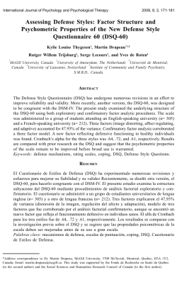 Assessing Defense Styles: Factor Structure and Psychometric