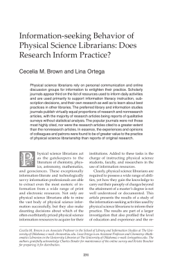 Information-seeking Behavior of Physical Science Librarians: Does