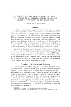 a study of prejudice in a personalistic society: an analysis of an