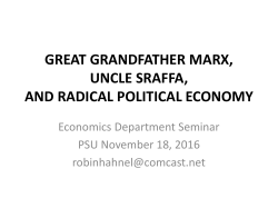 Great Grandfather Marx, Uncle Sraffa, and Radical Political Economy