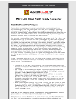 Lola-Rowe North Newsletter