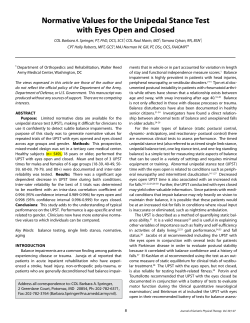 Normative Values for the Unipedal Stance Test with Eyes Open and