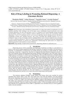 Role of Drug Labeling in Promoting Rational Dispensing: A