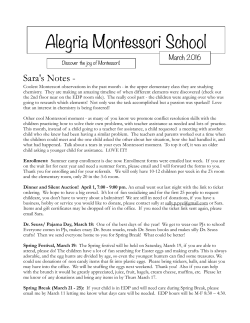 March 2016 - Alegria Montessori School