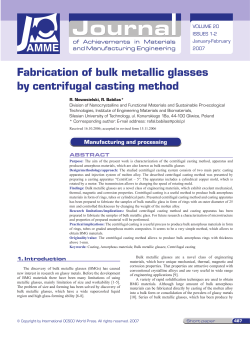 Fabrication of bulk metallic glasses by centrifugal casting method