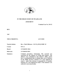 Thuli Mkhonta vs the King sentence