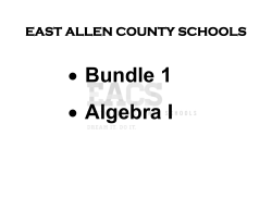 Bundle 1 Algebra I - East Allen County Schools