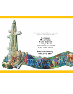 Louisiana: Where Culture Means Business A Strategic Plan for