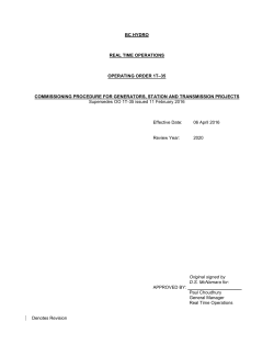 Project Permit Application BC Hydro Operating