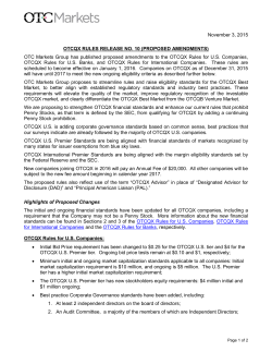 November 3, 2015 OTCQX RULES RELEASE NO. 10