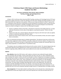 Preliminary Report: WSU Hopes and Dreams Methodology