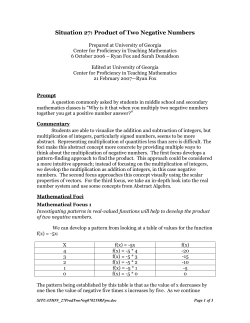 Situation 27: Product of Two Negative Numbers
