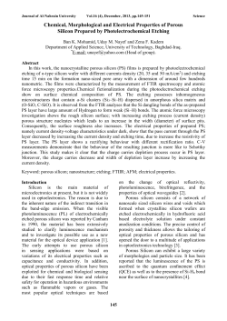 Chemical, Morphological and Electrical Properties of Porous Silicon