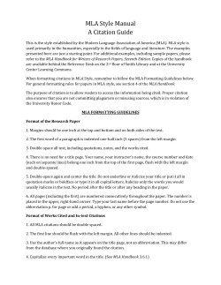 MLA Style Manual A Citation Guide
