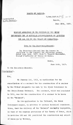 Conraunicated to the Council, (Translation) .