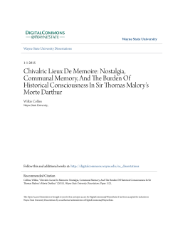 Chivalric Lieux De Memoire - Digital Commons@Wayne State