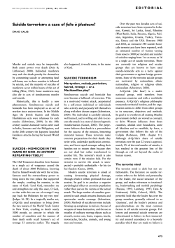 Suicide terrorism: a case of folie a plusieurs folie a` plusieurs?