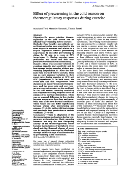 Effect of prewarming in the cold season on thermoregulatory