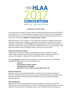 Instructions for Call for Papers The Hearing Loss Association of