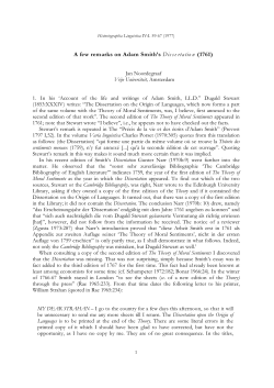 A few remarks on Adam Smith`s Dissertation (1761)