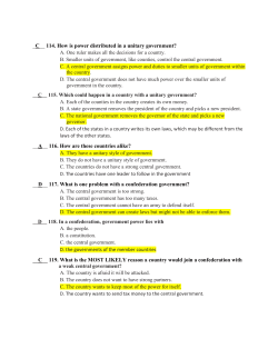 C__ 114. How is power distributed in a unitary government?