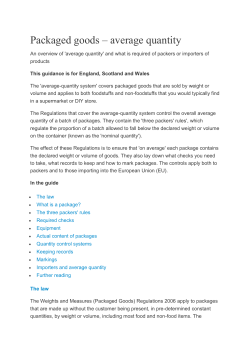 Guidance on Packaged Goods and The Average Weight System