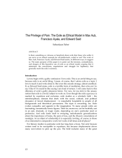 The Privilege of Pain: The Exile as Ethical Model in Max Aub