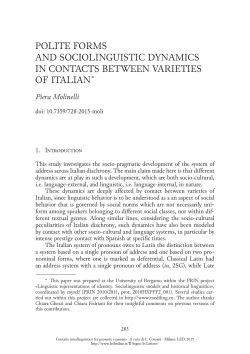 Polite forms and sociolinguistic dynamics in contacts