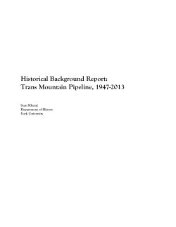 Historical Background Report: Trans Mountain Pipeline, 1947-2013