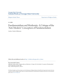 Fundamentalism and Modernity: A Critique of the "Anti