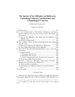 The Specter of Sex Offenders on Halloween: Unmasking Cultural