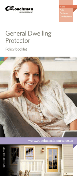 Coachman Insurance Company General Dwelling Protector Policy